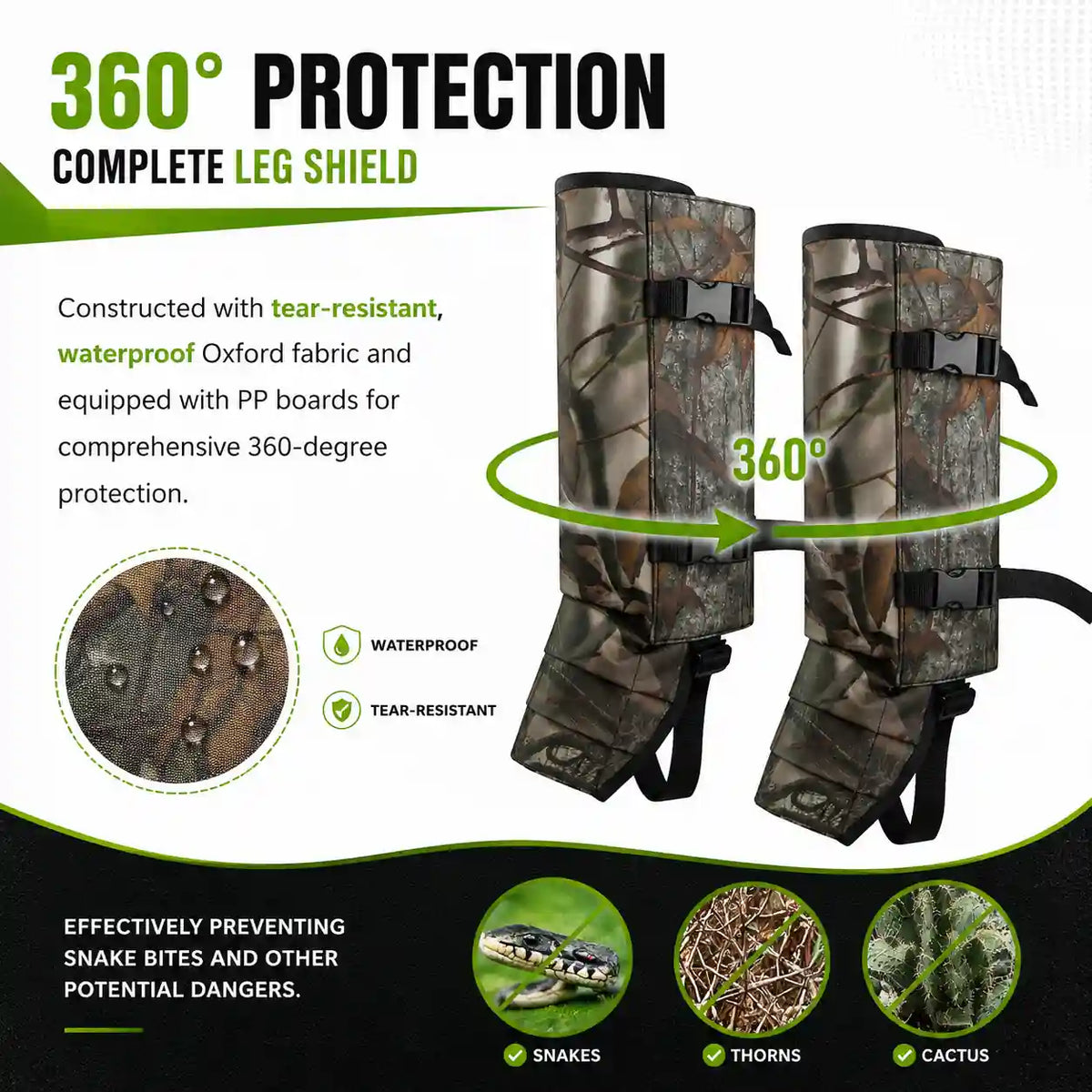 Guardix snake shin guards and snake bite leg guards for hiking, hunting and outdoor protection