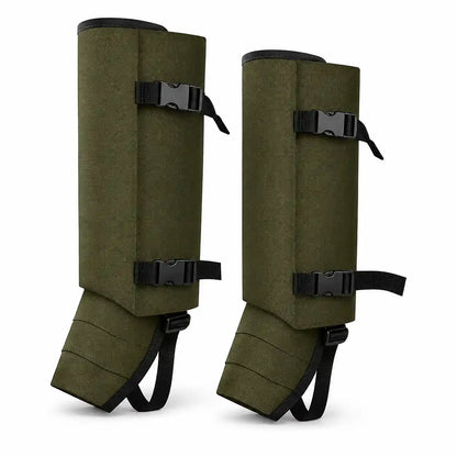 RodentGuardix green snake leg guards with adjustable buckles for hunting and outdoor activities