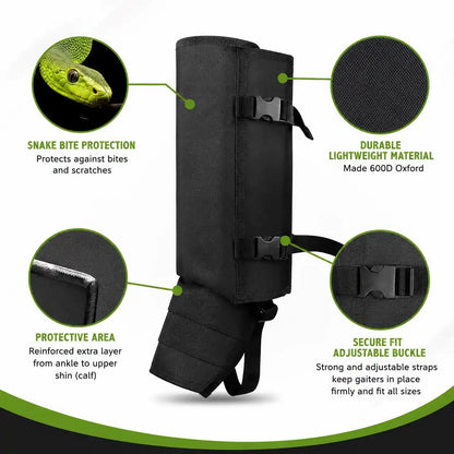 RodentGuardix snake bite leg guards with durable 600D Oxford material and adjustable buckles